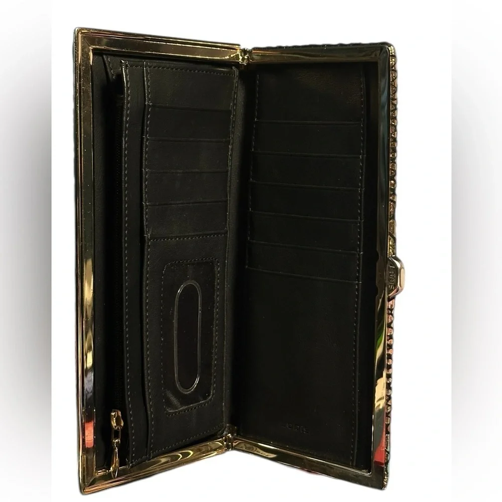 Lodis faux leather snake skin/ python print finish clutch purse.